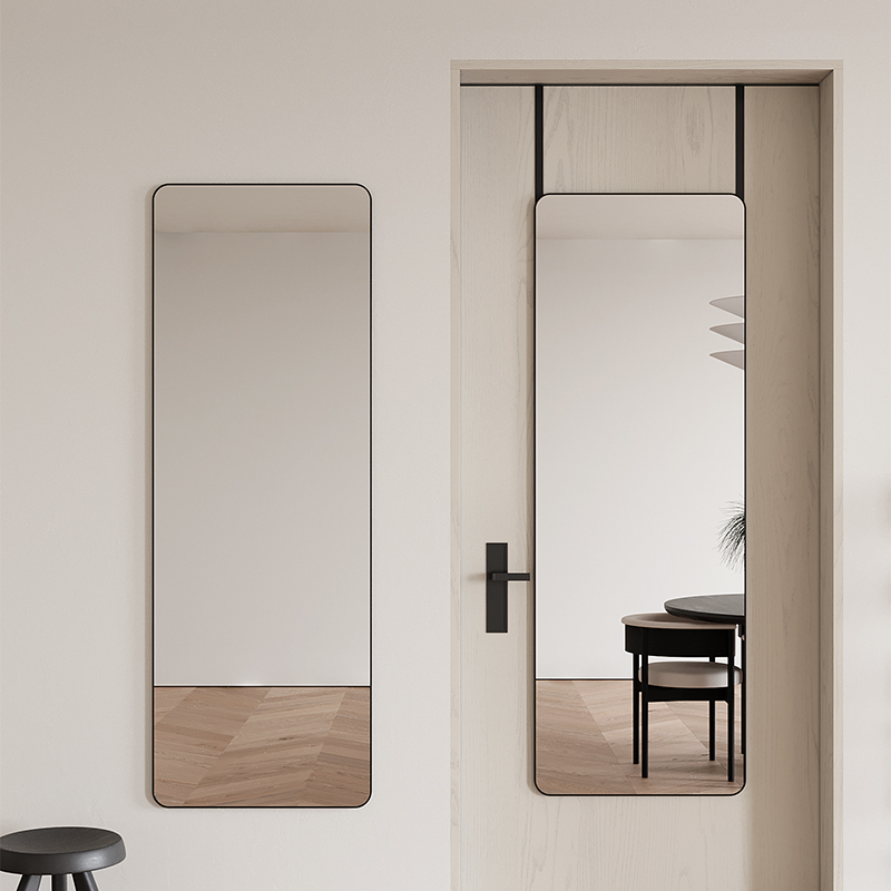 全身挂门镜子家用贴墙自粘壁挂式穿衣镜学生宿舍试衣镜铝合金挂镜