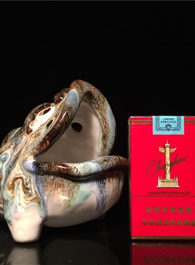 石湾公仔陶瓷创意烟灰缸家居客厅博古架电视柜茶宠摆件工艺礼品