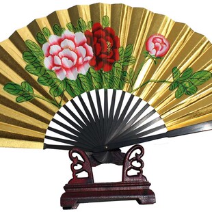 仙宝戏曲专用金扇子中低档泥金扇20骨假糊面戏曲泥金折扇子