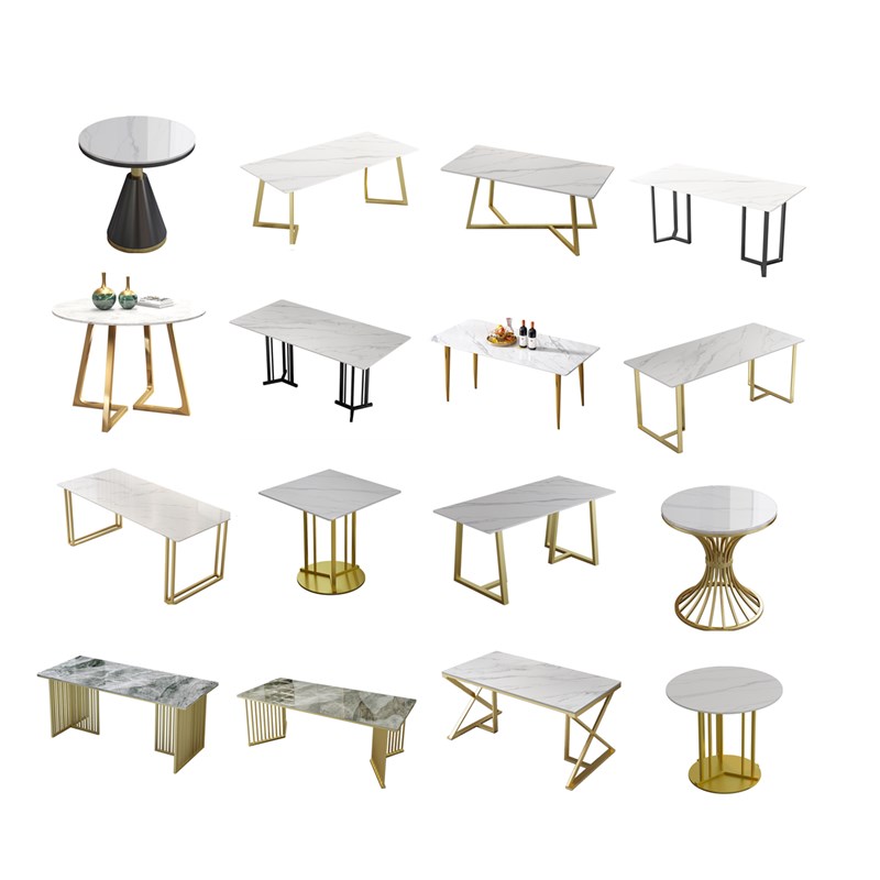 现代高端餐厅餐桌意式大小户型大理石饭桌长方形岩板办公洽谈桌子