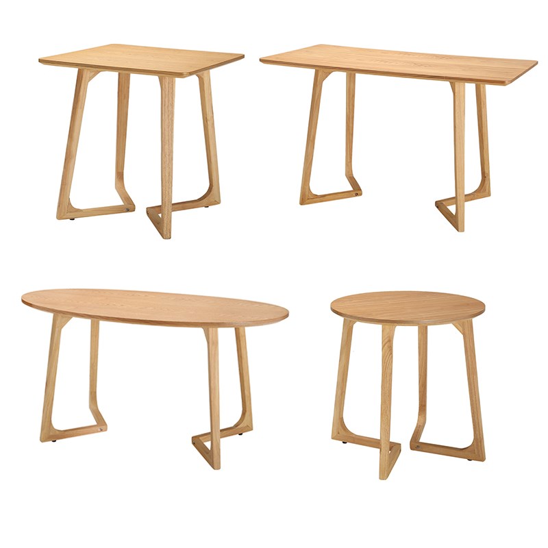 全实木桌子茶几长方形简约正方椭圆形原木餐桌奶茶店茶桌家用商用