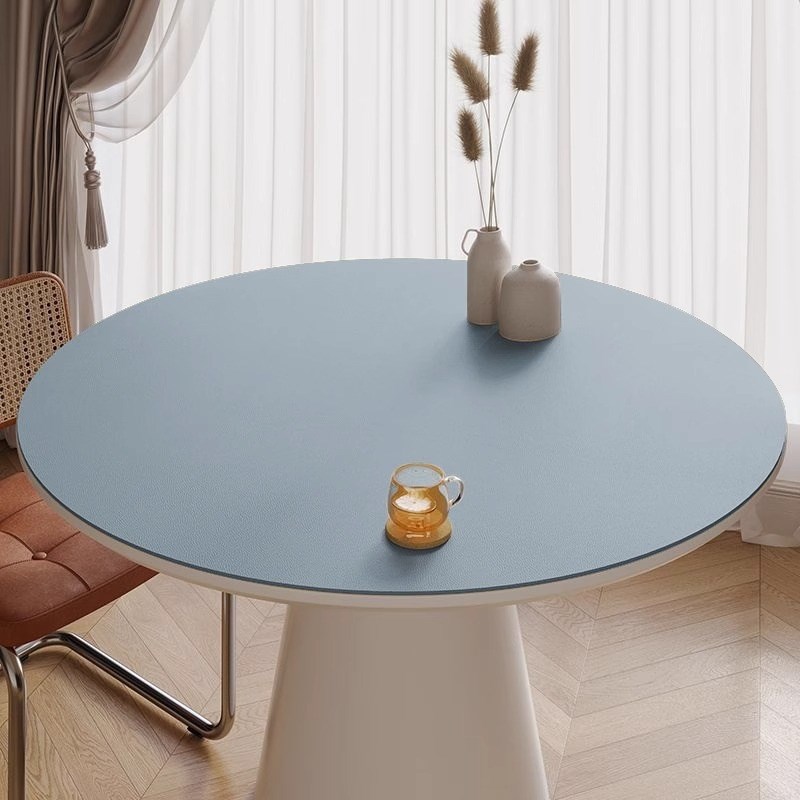 纯色皮革圆桌桌垫圆形餐桌垫小茶几垫子圆桌布防水防油免洗高级感