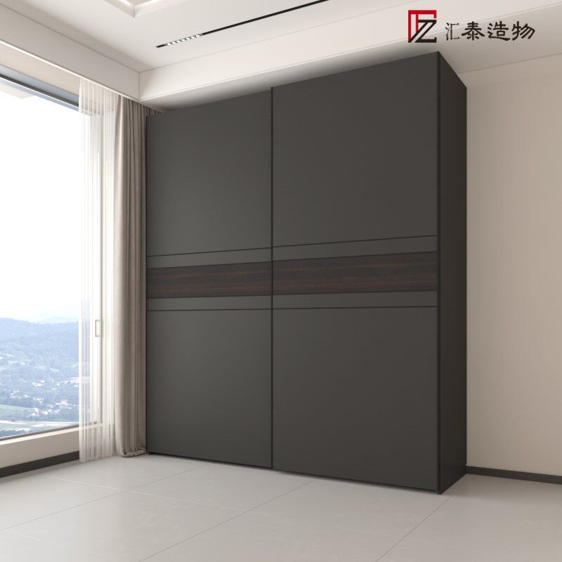 现代简约新款实木推拉门衣柜款家用卧室小户型组合滑门大衣橱定制
