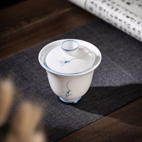 陶瓷茶具手绘青花瓷三才盖碗茶杯介碗高档套装大号功夫泡茶碗带盖