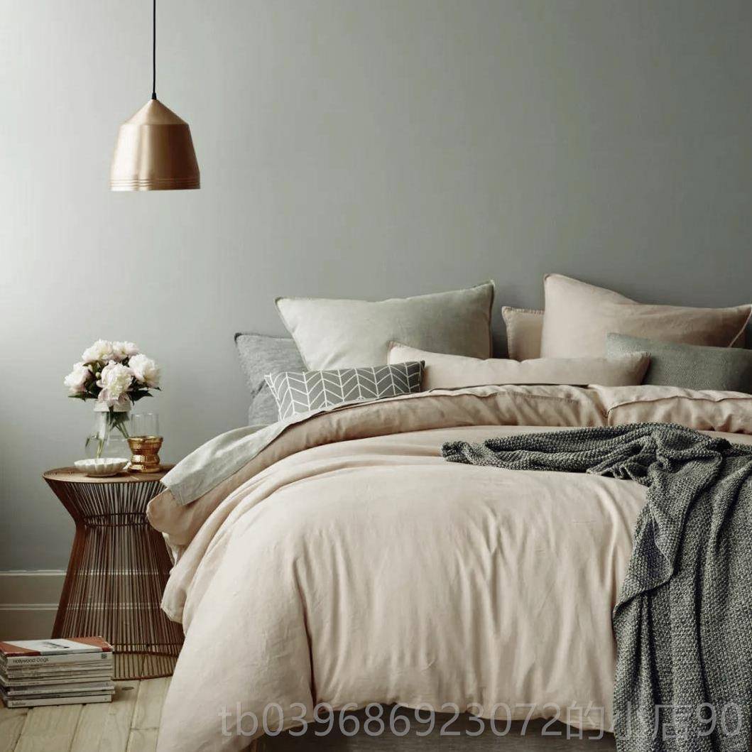 高档棉欧风简约棉针织水洗棉四件套裸睡纯北棉床单被全套床笠床上