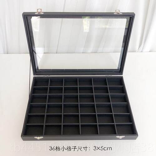 正品中大号带盖首饰盒黑钉皮珠宝箱饰链品收纳手镯项盘戒指耳耳环