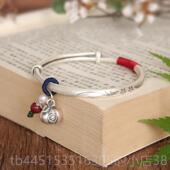 正品 芙蓉银手镯为妇女99格9纯银固体覆古哑风光女银手镯年轻 礼