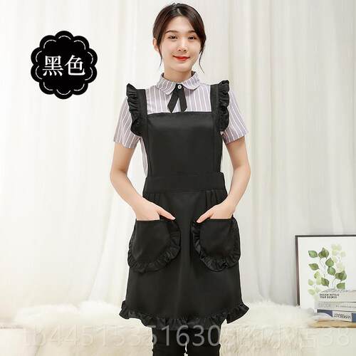 正品围裙爱子韩可版时尚家用厨房花公主裙花边店美甲师工作服定制