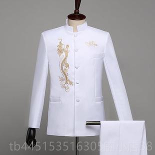 正品新款绣花中山装演出唱服男老年单位合红歌会服学校运动表演服