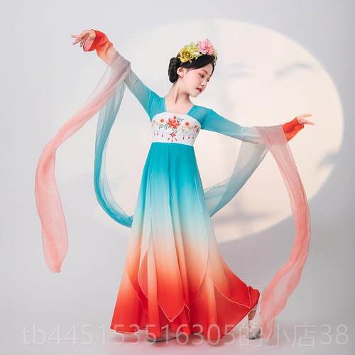 正品儿童古典舞服、典雅大摆裙、中女子演国舞蹈、古风装长安30k