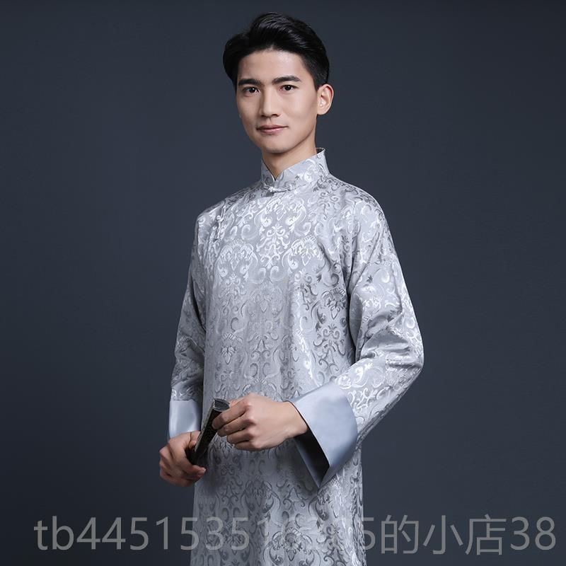 正品出相声服民长衫男国大褂中国风中式伴郎绣花年会表演演服长袍