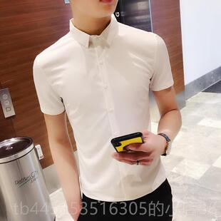 纯色短袖 小码 衬衫 男155矮衣个子XS修身 白衬 正品 半袖 作夏发型师码