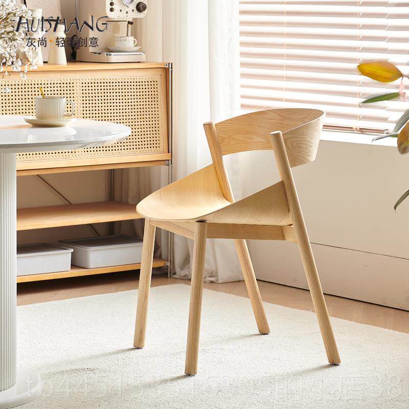 正品北欧复古实木餐放椅背设计中古风休咖啡厅奶茶店创意靠叠家居