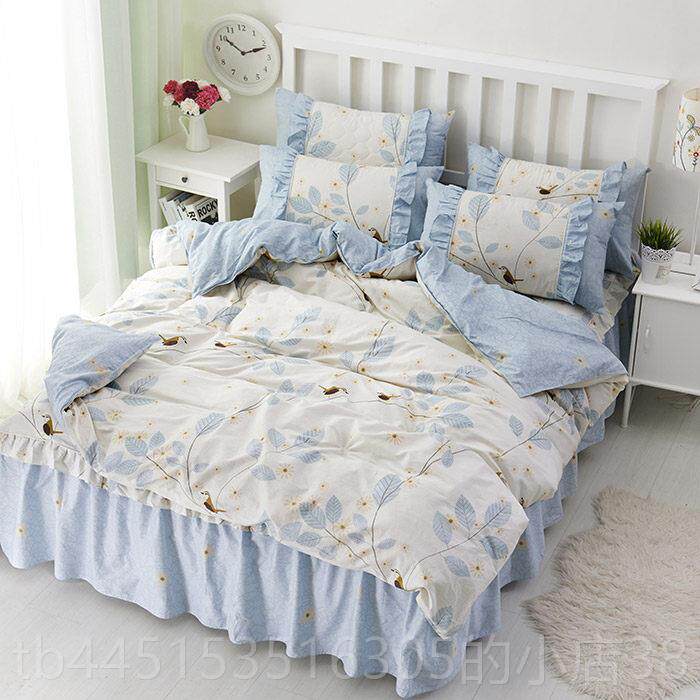 正品新款主风床四件套公纯棉全棉花边床裙式床罩套床品季4件夏套1