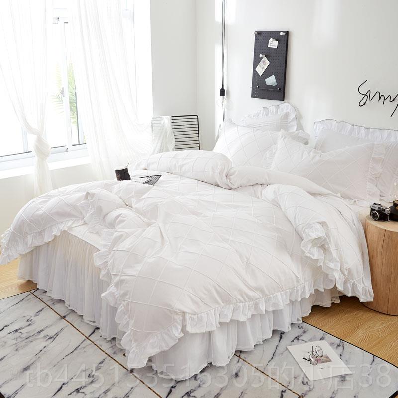 正品公主风蕾款丝床裙四件套全少女心色床罩床单被纯棉套纯棉床上