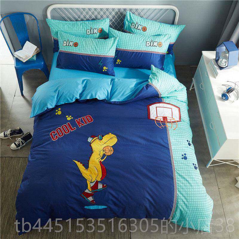 正品童纯棉四件套女孩公主风卡通儿床单被套三件全套床笠男孩床棉