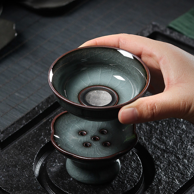 龙泉青瓷茶漏手工铁胎陶瓷茶滤创意功夫茶具滤茶器过滤网茶道配件