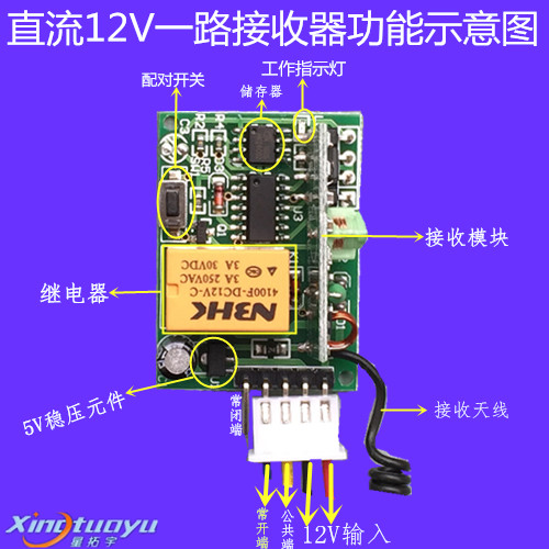 星拓宇新款v单路独立学习型无线遥控开关 门禁遥控