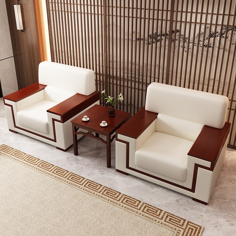 贵宾商务接待会议沙发会议室会展单人实木会客室办公室中式沙发