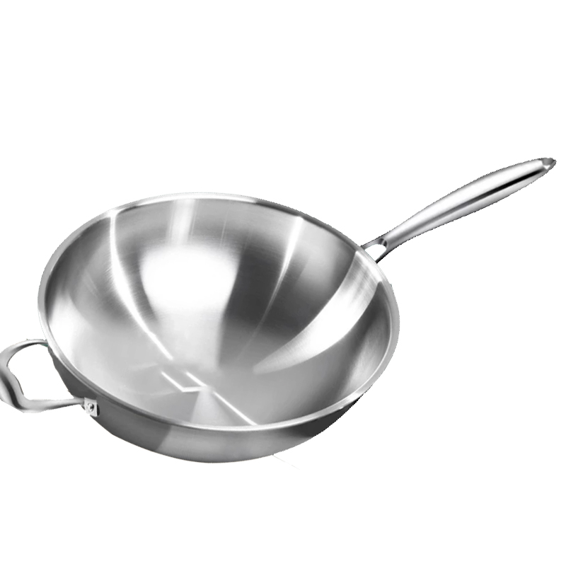 圆底锅凹面电磁炉专用炒锅 加深无涂层31不锈钢炒菜锅燃气灶通用