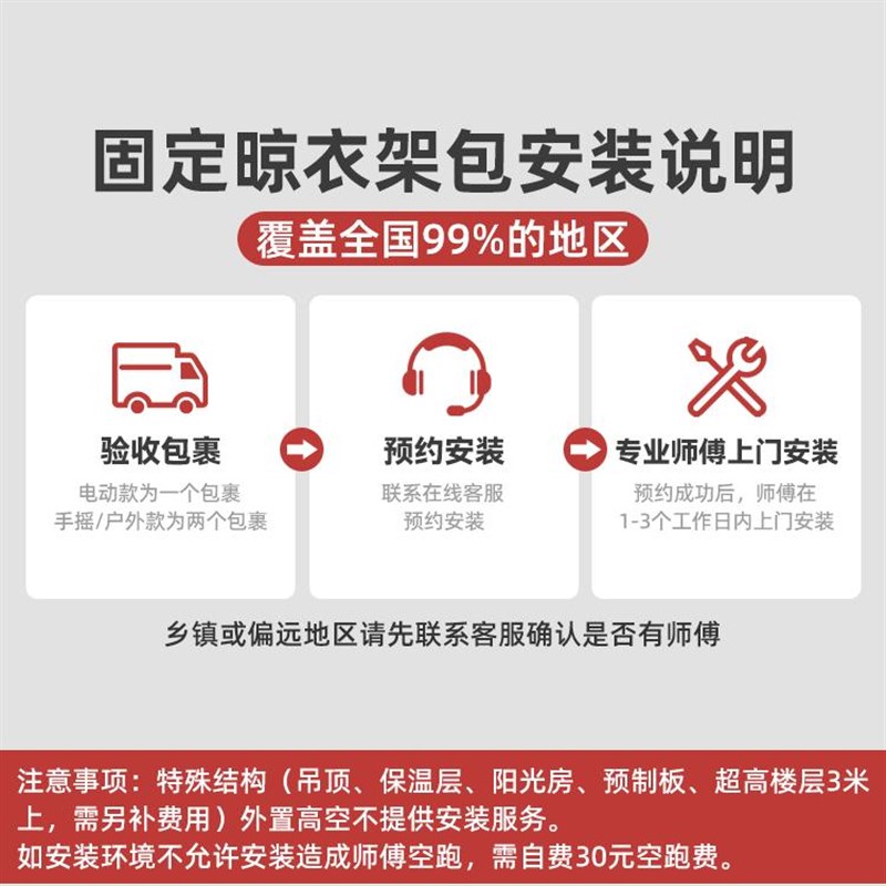 厚2包安装防风晾衣架一根阳台固定架顶装晾衣杆30不锈钢管晒衣杆