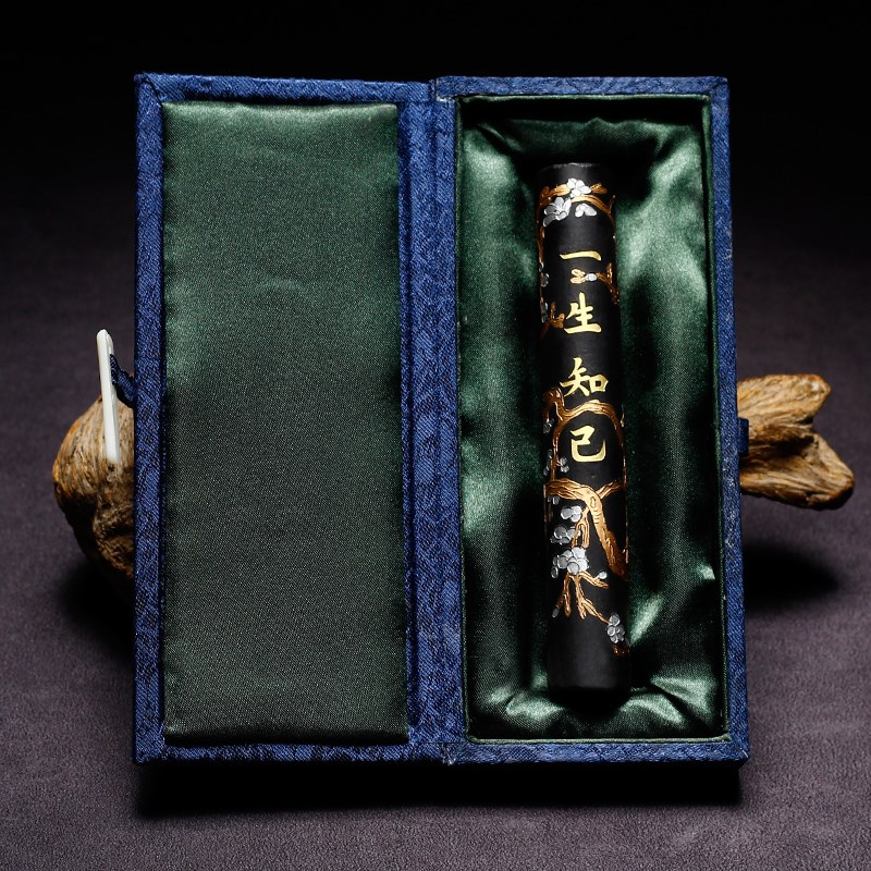 万石君非遗徽墨一生知己墨二两文房墨条墨锭墨块 古法油烟墨 文房