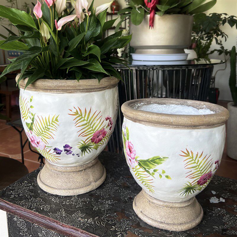 复古做旧粉色花盆园艺花卉绿植多肉奖杯形状花盆庭院阳台花园摆设