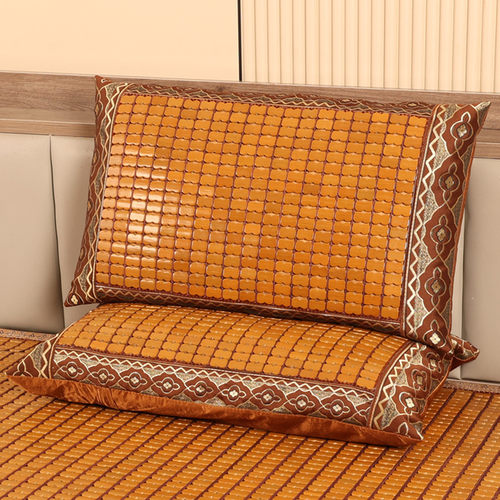 高品质夏季麻将凉席枕头套凉爽碳化枕套竹子抱枕套夏天单人竹席凉