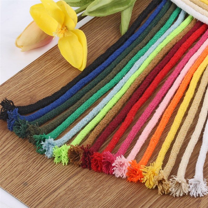 5MM粗彩色手工diy编织捆绑包芯棉绳 16股实心棉线裤腰绳帽绳子