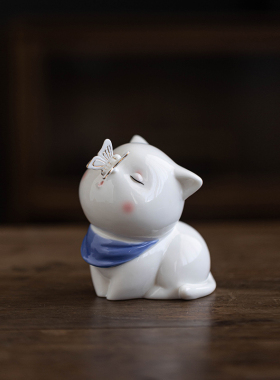 创意小猫咪摆件可爱动物陶瓷工艺品现代家居客厅玄关桌面装饰品