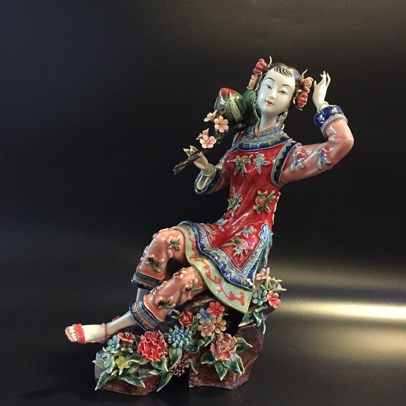 石湾陶瓷公仔 创意家居摆件  古代仕女 电视柜 酒柜摆件 桃花仙子,家居饰品,其他工艺饰品,淘宝优惠券,粉丝福利购,淘宝优惠卷
