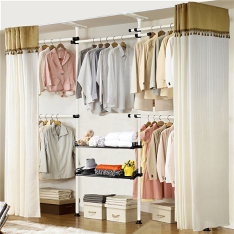 简易晾衣架落地折叠室内单杆式双杆式家用多功能伸缩挂衣架凉衣架