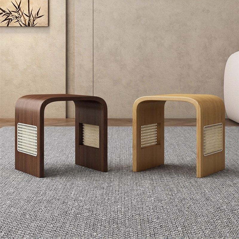矮凳家用小凳子结实耐用客厅茶几凳子高级感2025新款藤编板凳竹木