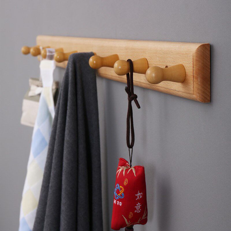 原木卧室简约木质现代挂钩毛巾挂衣钩挂衣架壁挂墙上门后客厅挂钩