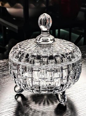 御守盐缸水晶玻璃碗消磁缸高端带盖子净宅粗盐玻璃缸 消磁净化盐