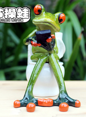 笔筒办公桌面小摆件可爱青蛙家居饰品办公室创意礼品休闲工艺品