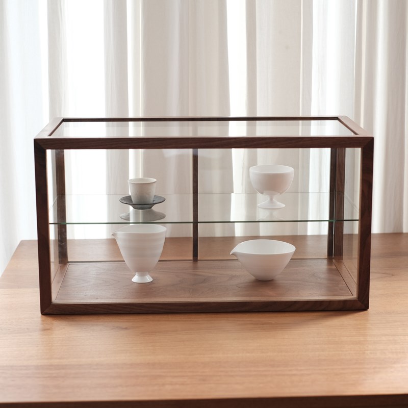 日常选物 黑胡桃实木空间推拉门玻璃柜