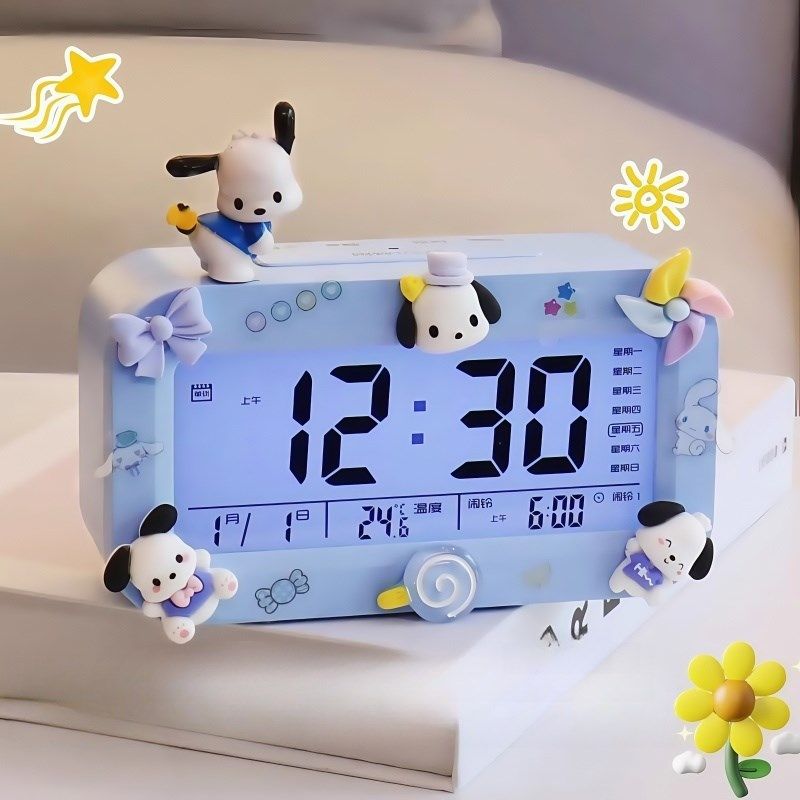 帕恰狗公仔电子闹钟夜光大屏幕聪明钟大音量智能学生闹钟