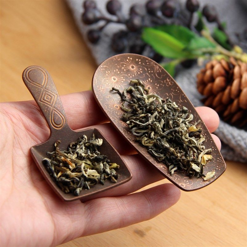 紫铜茶叶勺茶匙茶叶铲子取茶叶工具铜契茶则中式复古功夫茶道配件