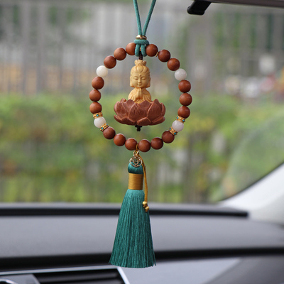 桃木汽车挂件车内吊饰观音小佛檀香高档男女士平安车载后视镜吊坠