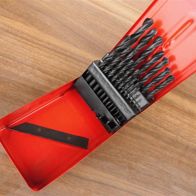 库存老货出口产品19件套麻花钻高速钢套装麻花钻头铁盒装金属套钻