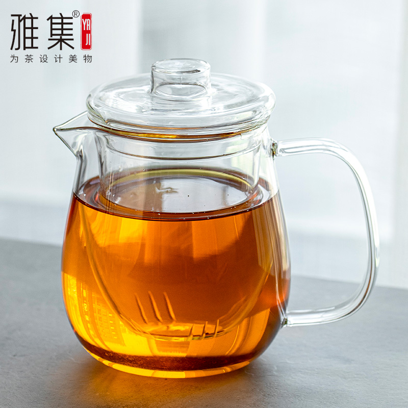 雅集茶具轻空水滴耐热玻璃过滤泡茶壶茶水分离简易泡茶器具泡茶壶