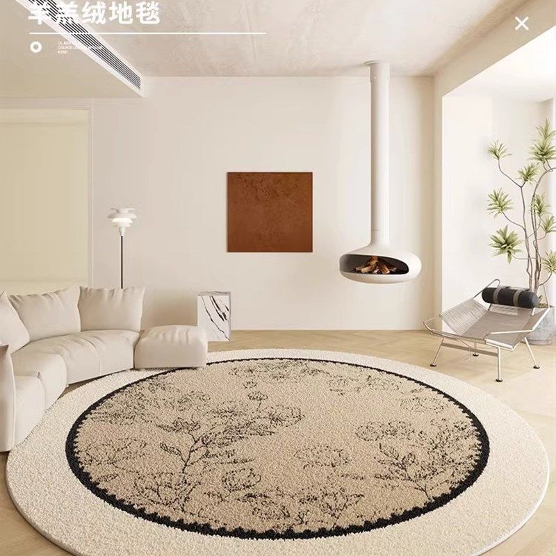中古奶油风客厅圆形地毯法式复古级感卧室衣帽间梳妆台床边地垫,居家布艺,地毯,淘宝优惠券,粉丝福利购,淘宝优惠卷