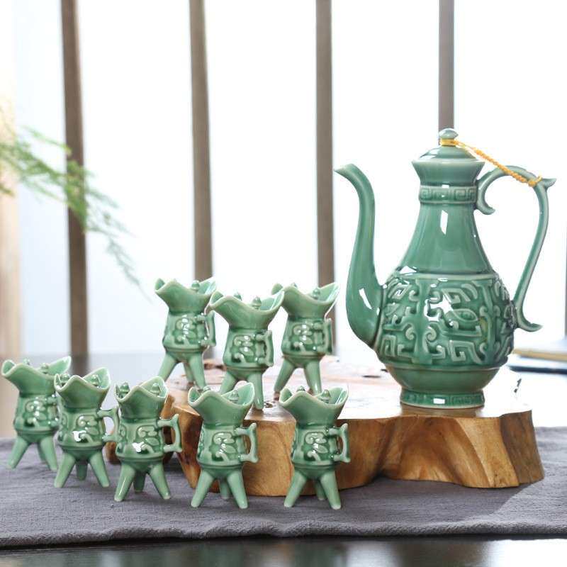 仿古陶瓷酒具酒杯套装家用复古风酒樽中式酒盏酒壶小酒盅帝王爵杯
