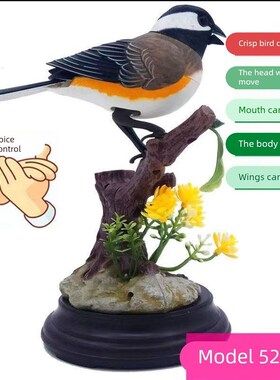 纹若优选彷真小鸟摆件多功能声控感应鹦鹉会叫会说话的电子鸟玩具