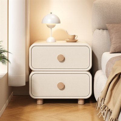 全实木床头柜简约现代2024新款床边柜子奶油风家用卧室小型收纳柜