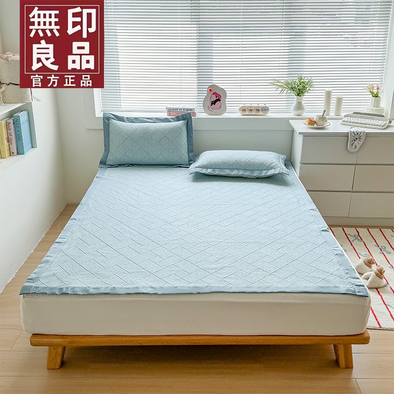 新款冰豆豆凉席夏天单人夏季可水洗床单冰丝席子三件套可折叠11