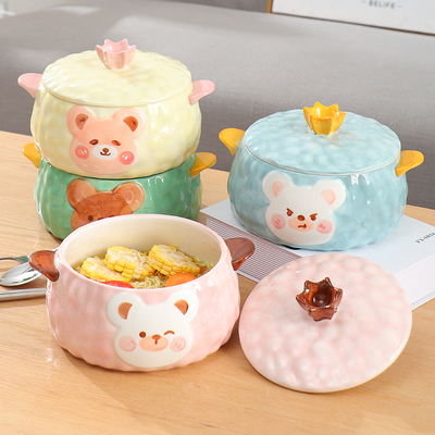 蓝色碗汤碗泡面碗大容量超大碗大号双耳碗可爱少女心碗宿舍用学生