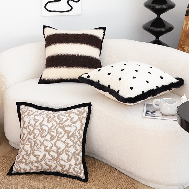 美拉德波尔毛绒抱枕套中古风客厅沙发靠垫床上靠枕腰靠奶油风方枕