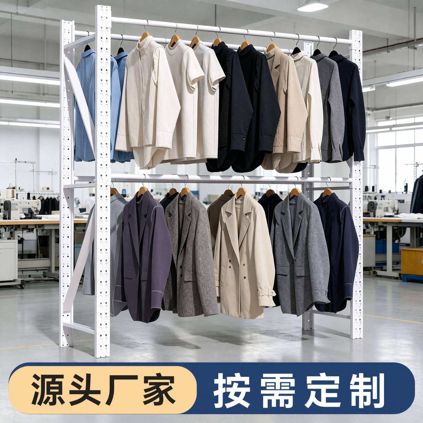 宁波服装货架展示圆管挂衣杆架多层仓储仓库货架轻型重型铁架子